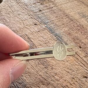 Tie clasp Silver Tone monogram J